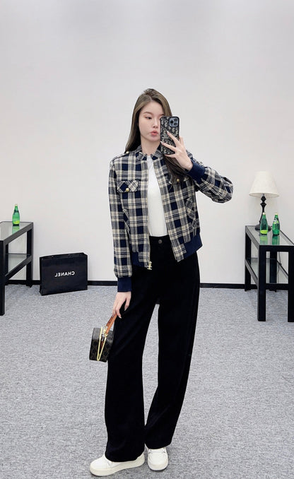 25fw new plaid zipper jacket