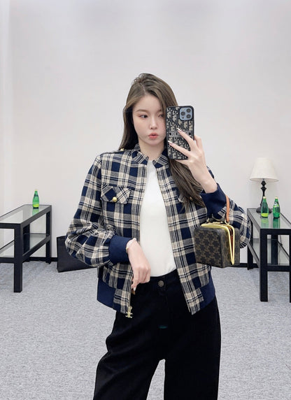 25fw new plaid zipper jacket