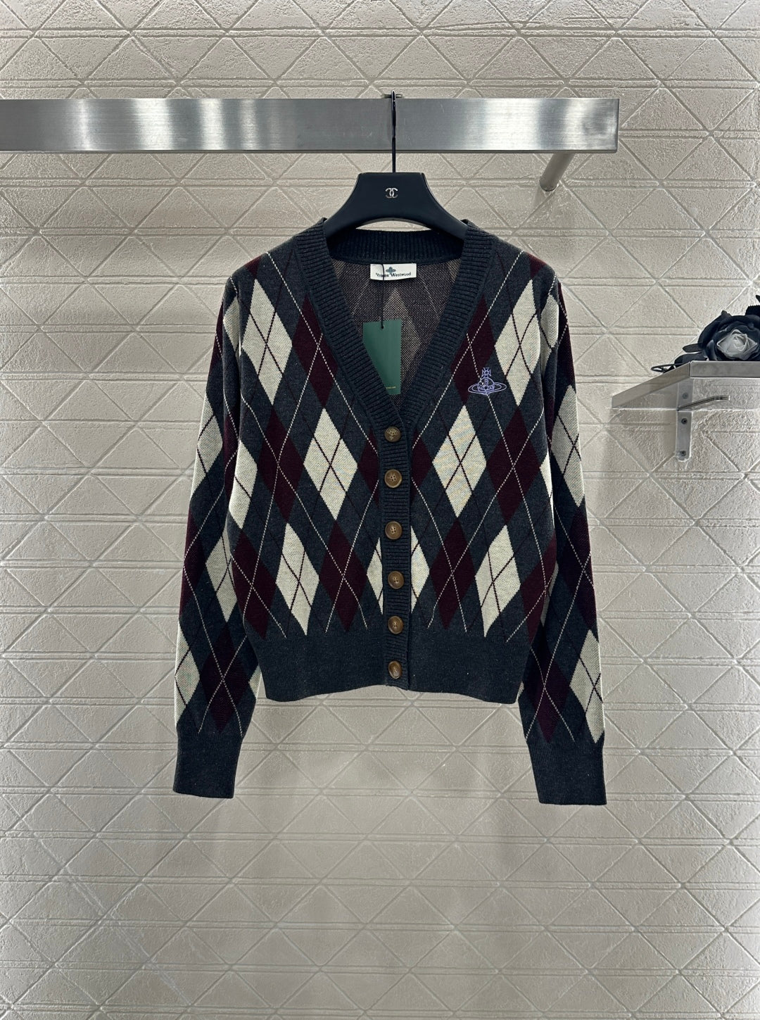 25fw new diamond jacquard knitted cardigan