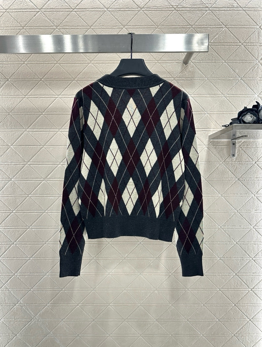 25fw new diamond jacquard knitted cardigan