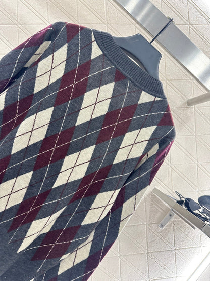 25fw new diamond jacquard knitted cardigan