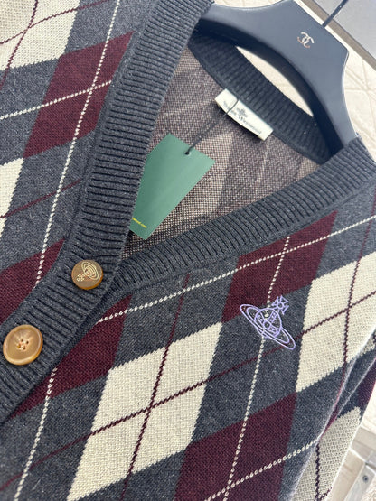 25fw new diamond jacquard knitted cardigan