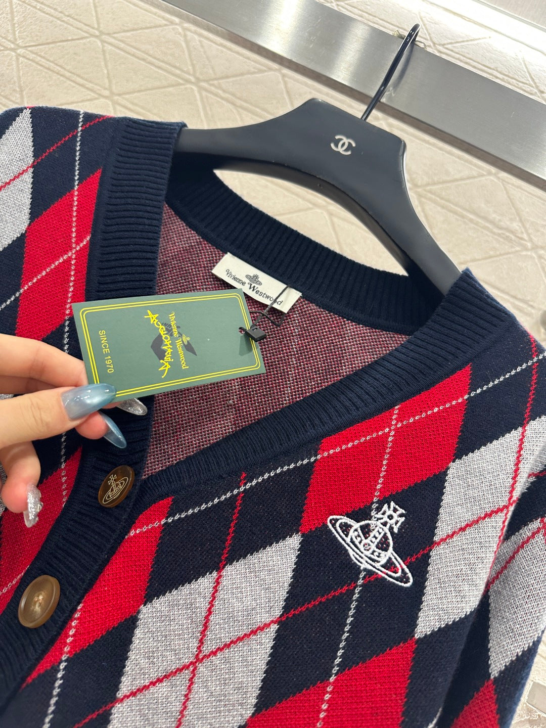 25fw new diamond jacquard knitted cardigan