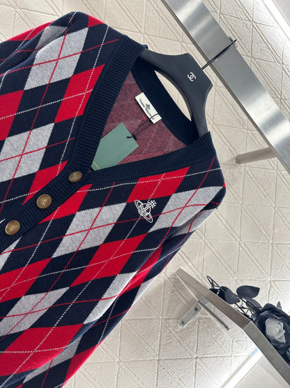 25fw new diamond jacquard knitted cardigan