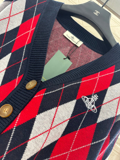 25fw new diamond jacquard knitted cardigan