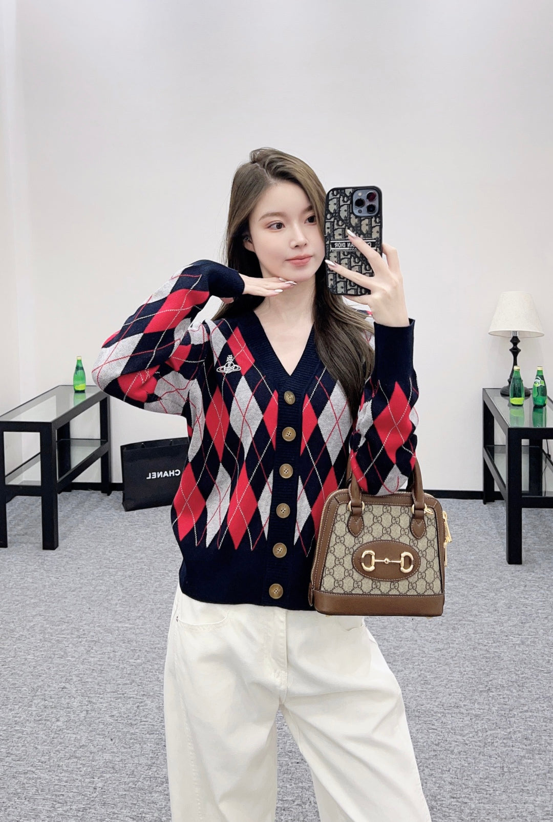 25fw new diamond jacquard knitted cardigan