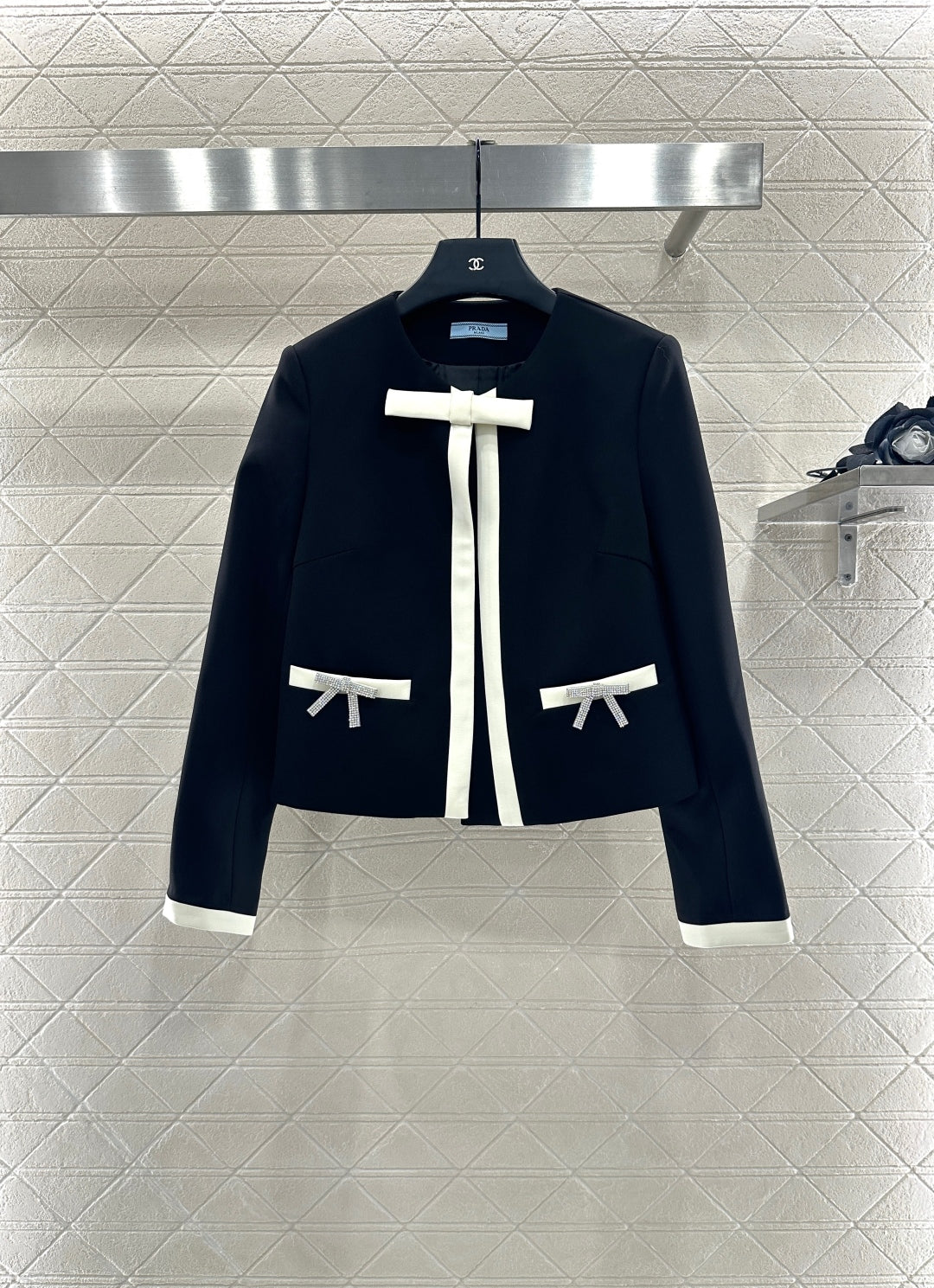 25fw new round neck bow tie jacket