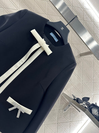 25fw new round neck bow tie jacket