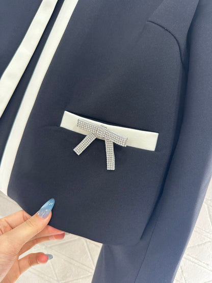 25fw new round neck bow tie jacket