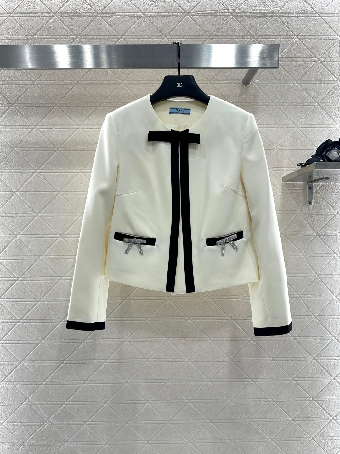 25fw new round neck bow tie jacket