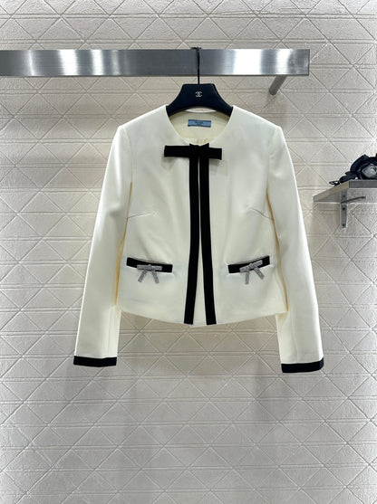 25fw new round neck bow tie jacket