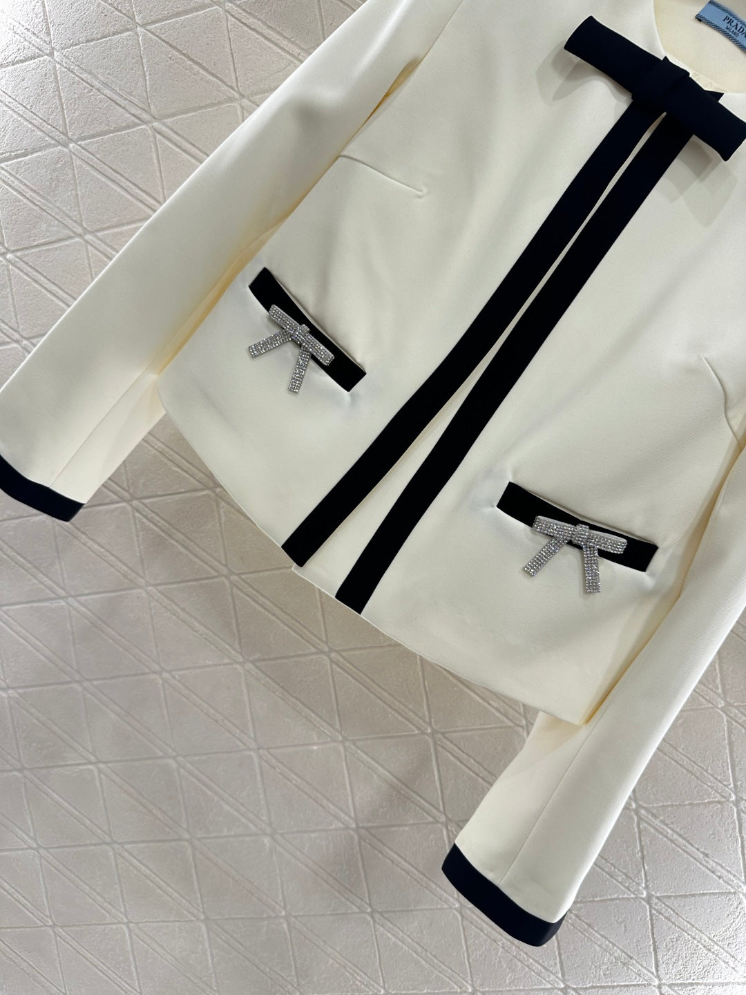 25fw new round neck bow tie jacket