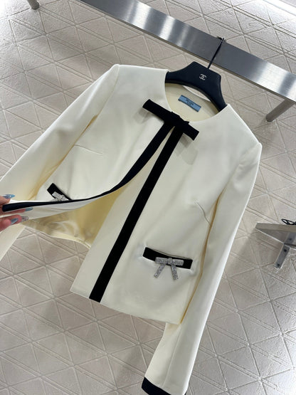 25fw new round neck bow tie jacket