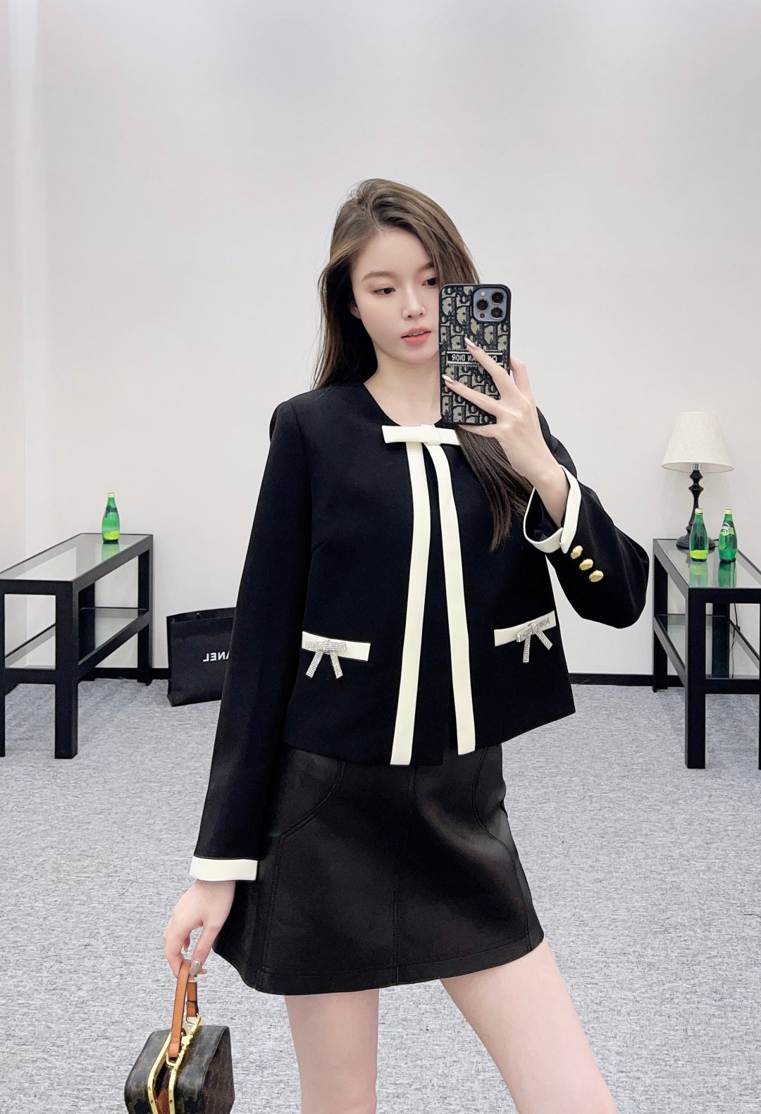 25fw new round neck bow tie jacket