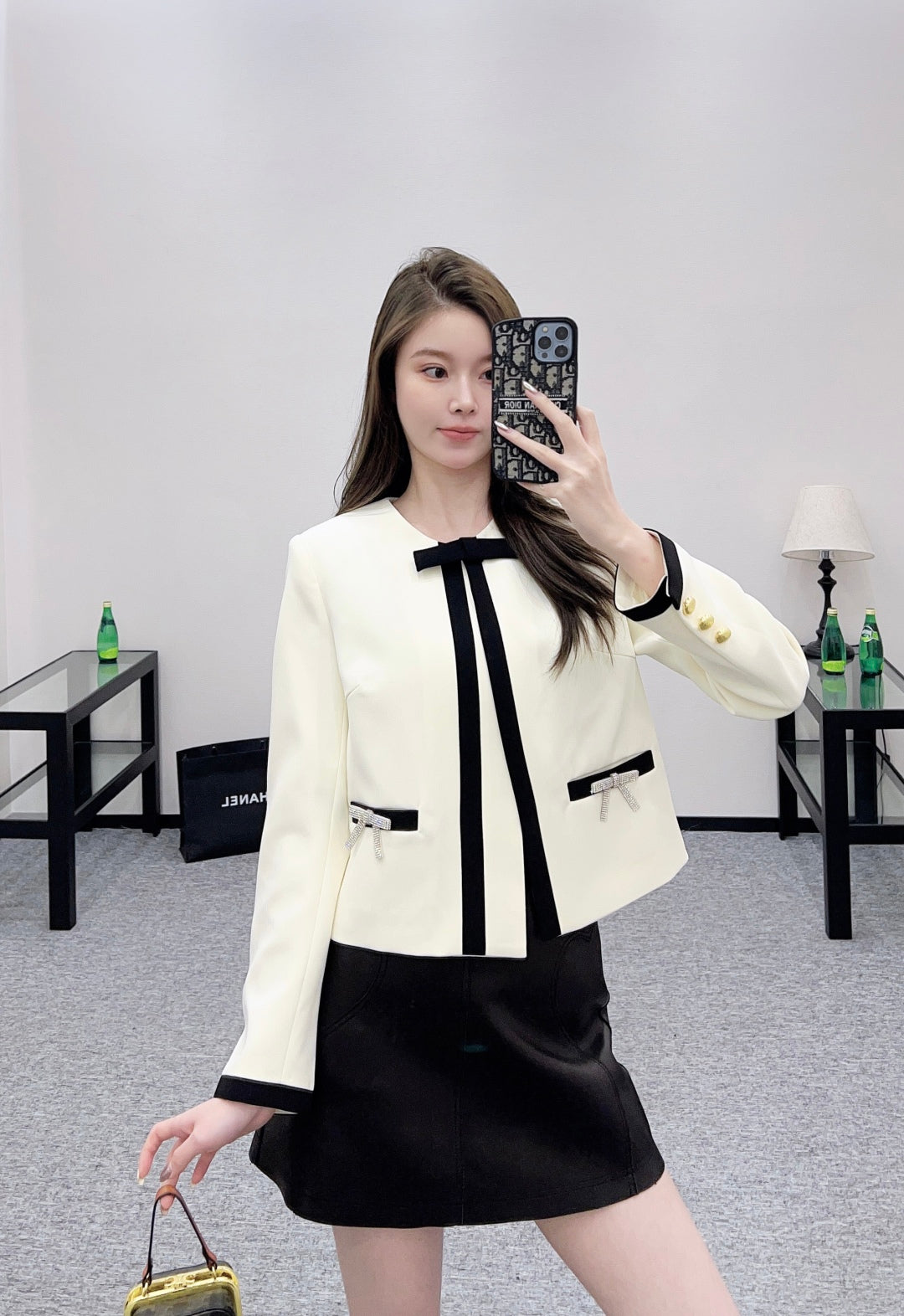 25fw new round neck bow tie jacket