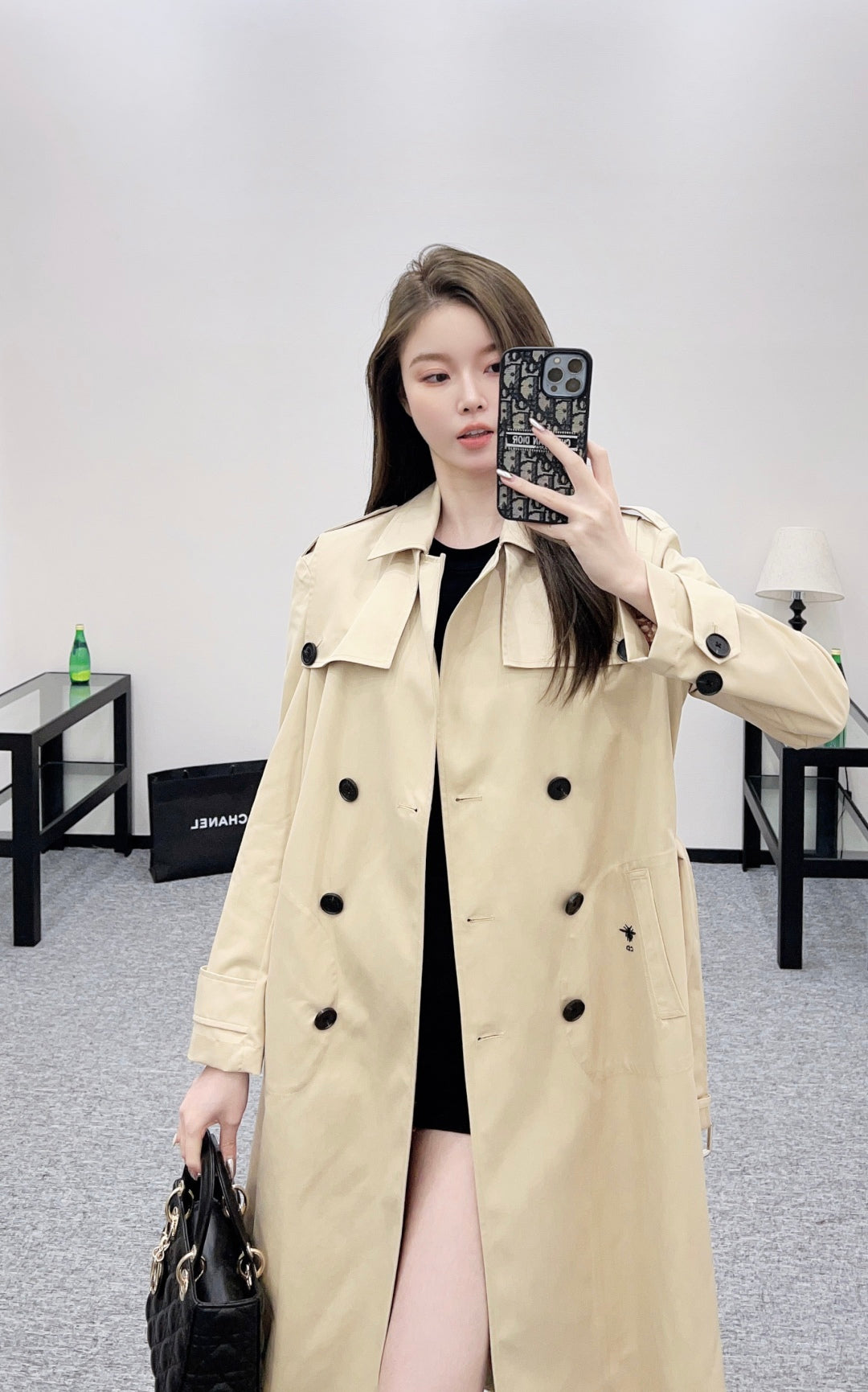 25fw new lapel belt windbreaker jacket