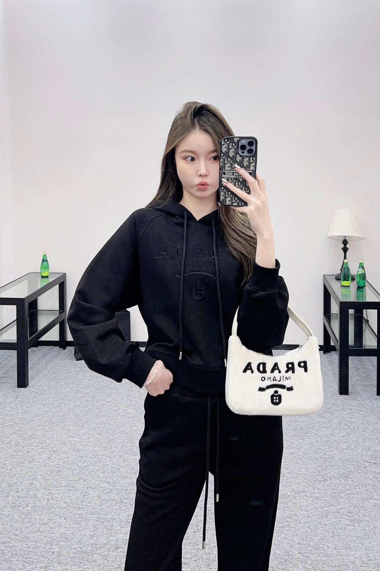 25fw new hooded letter sweatshirt with trousers suit