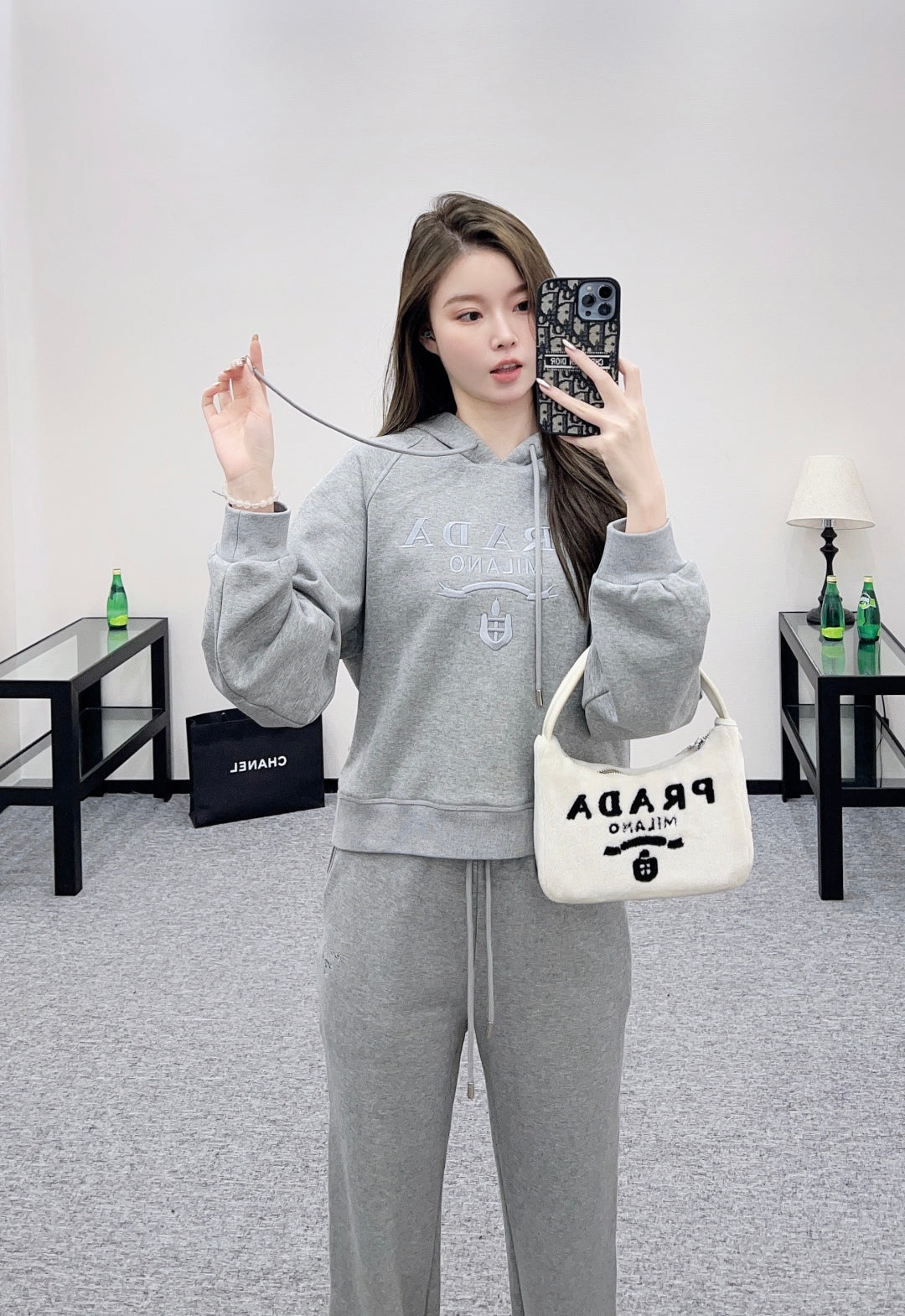 25fw new hooded letter sweatshirt with trousers suit