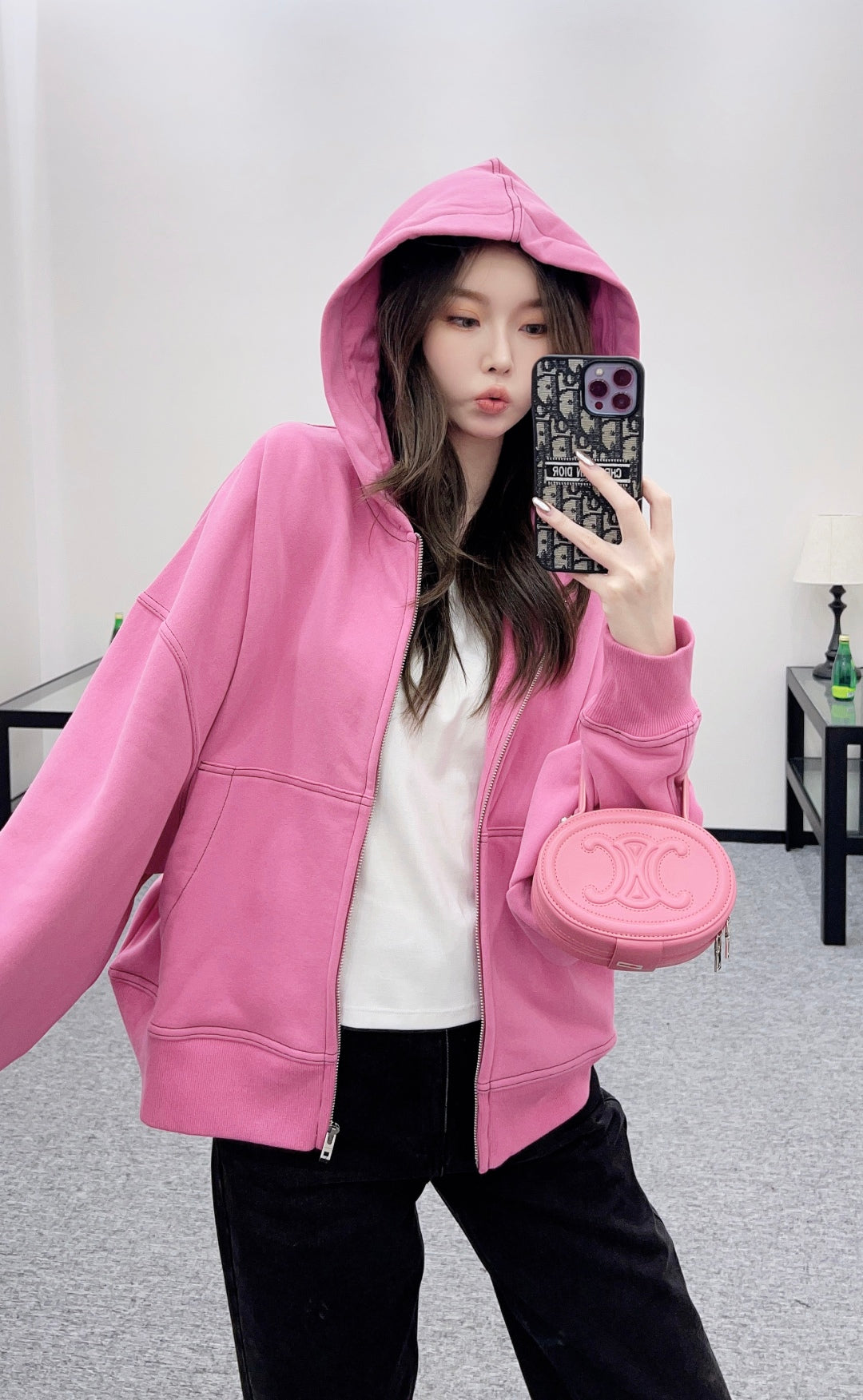 25fw new fleece hooded zippered jacket