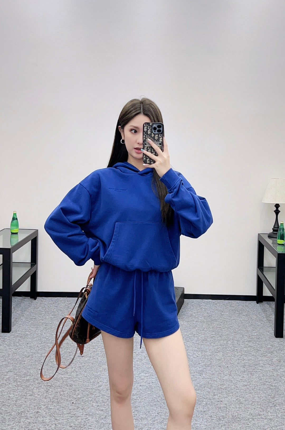 25fw new hooded letter sweatshirt shorts set