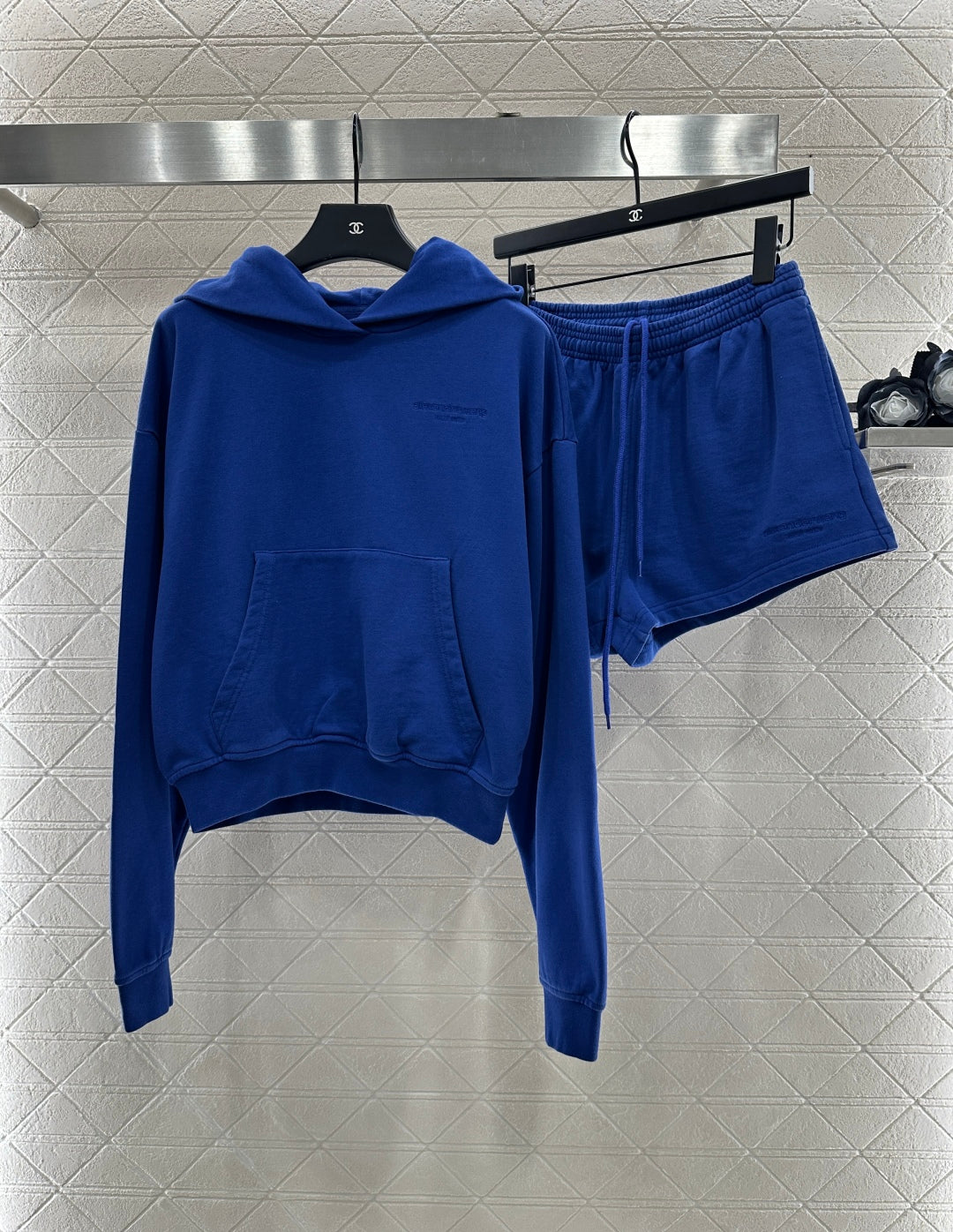 25fw new hooded letter sweatshirt shorts set