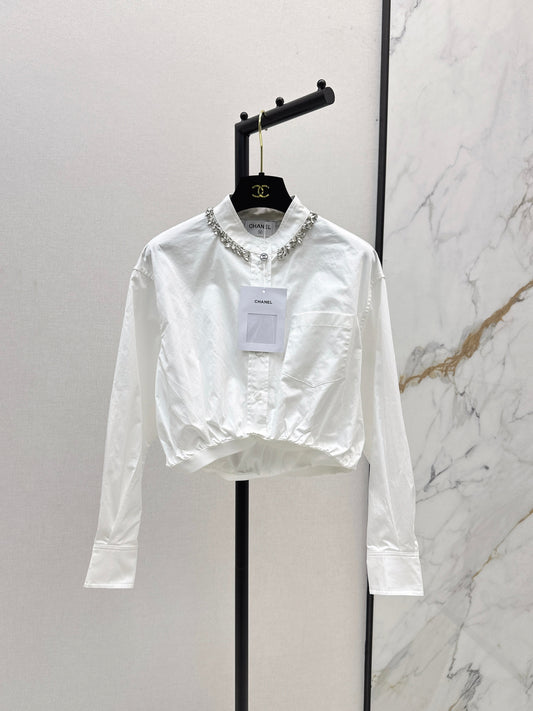 25fw new rhinestone short shirt