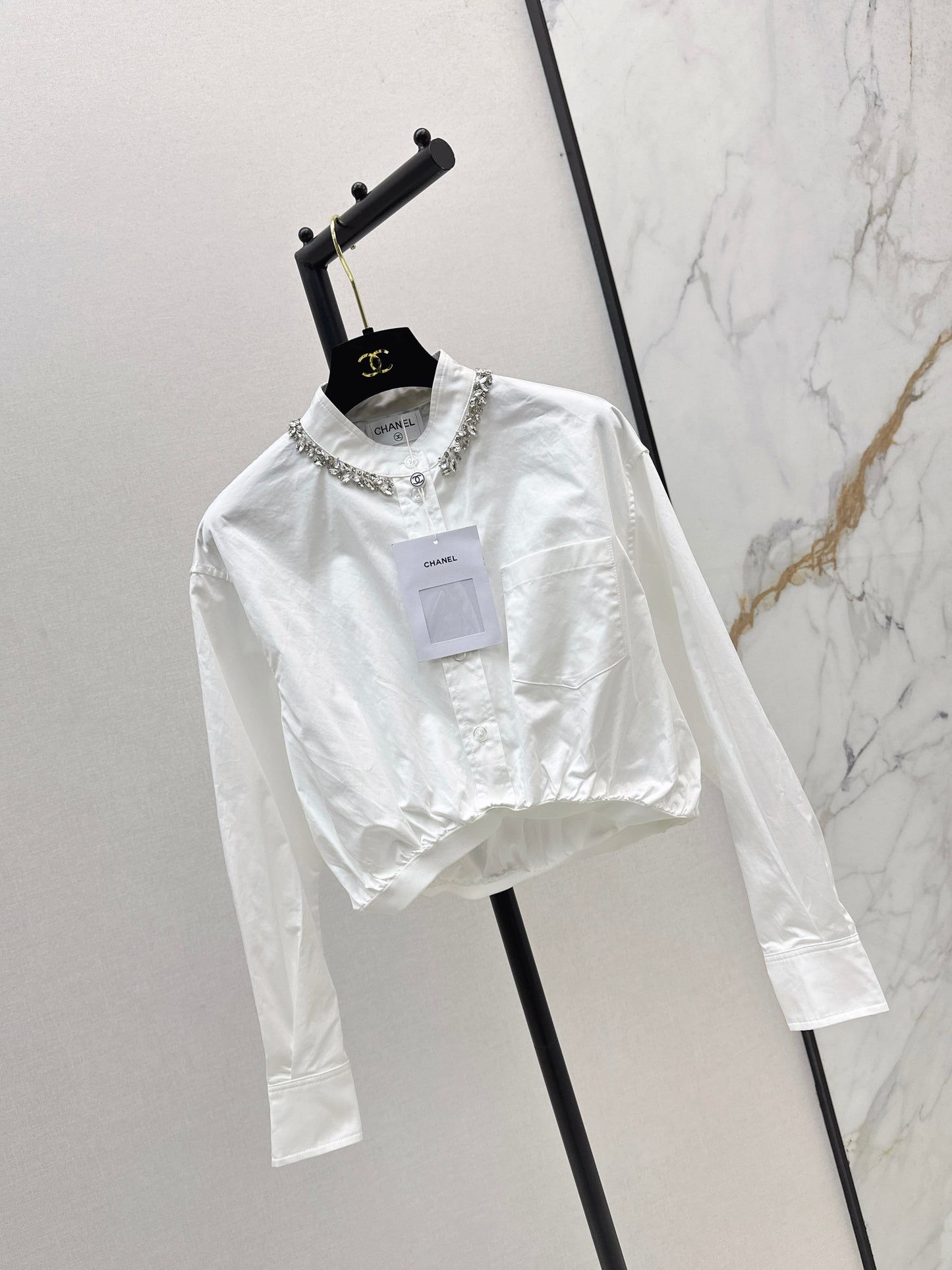 25fw new rhinestone short shirt