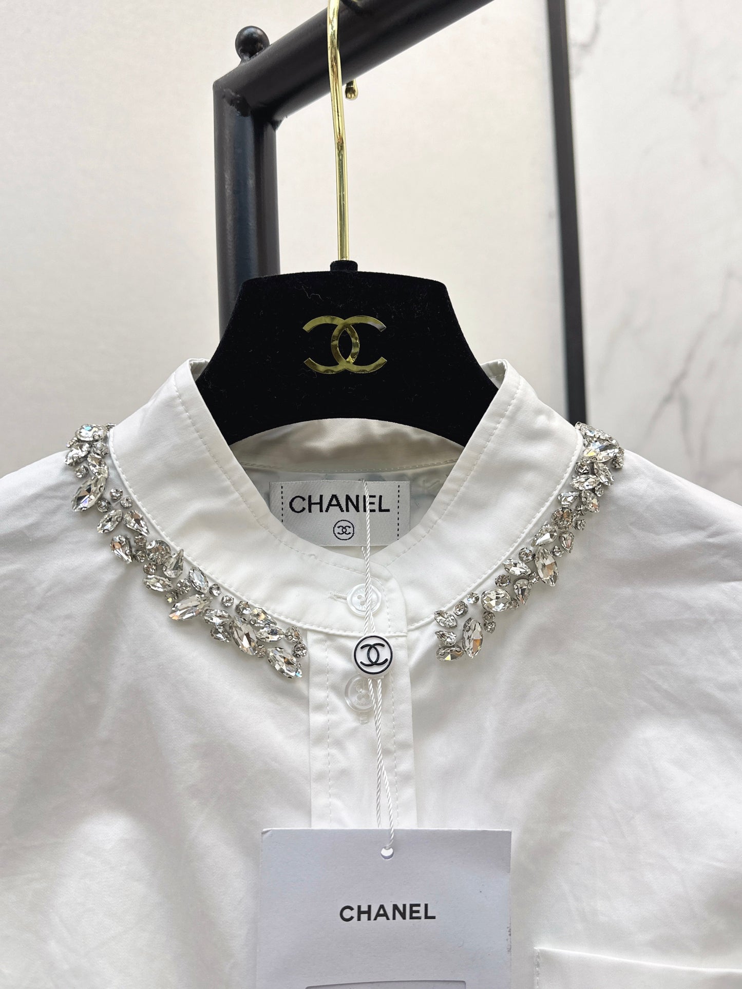 25fw new rhinestone short shirt