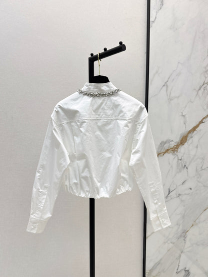 25fw new rhinestone short shirt