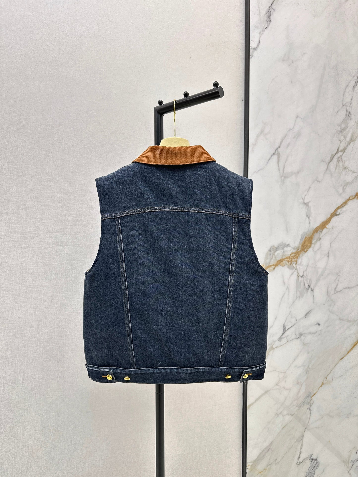 25fw new contrast color lapel denim vest
