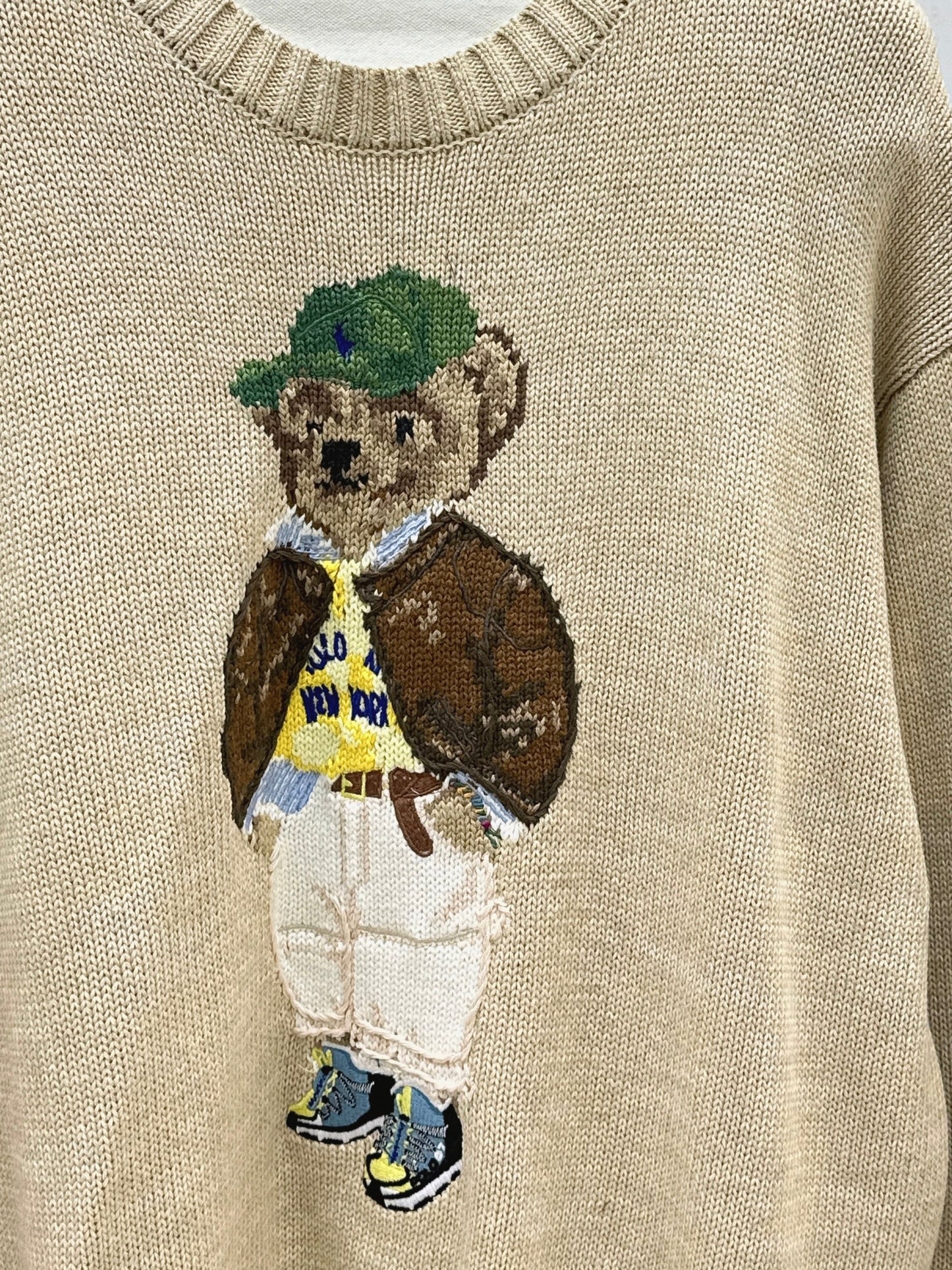 25fw new bear embroidered round neck sweater