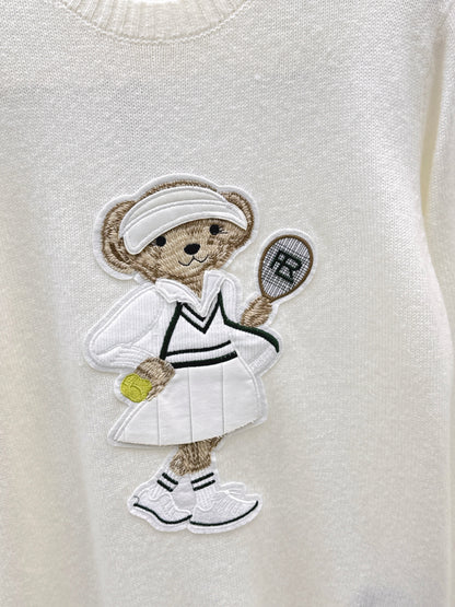 25fw new bear embroidered round neck sweater