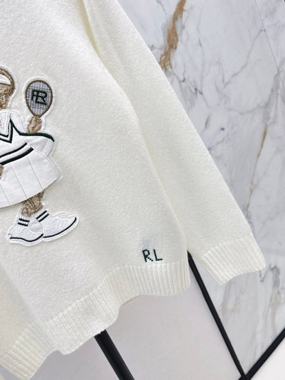 25fw new bear embroidered round neck sweater