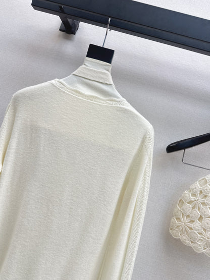 25fw new V-neck cardigan + flower hollow knitted hat set