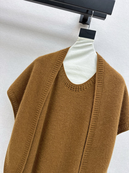 25fw new round neck wool dress with matching shawl