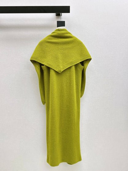 25fw new round neck wool dress with matching shawl