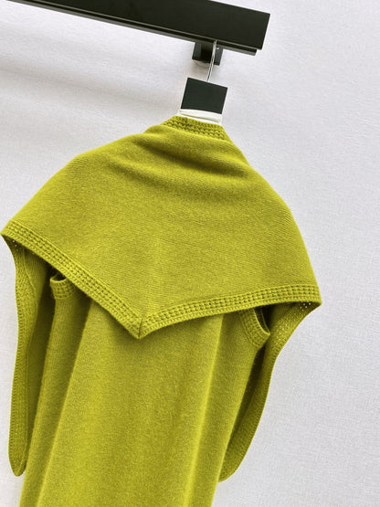 25fw new round neck wool dress with matching shawl