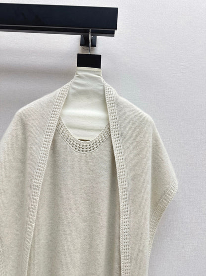 25fw new round neck wool dress with matching shawl