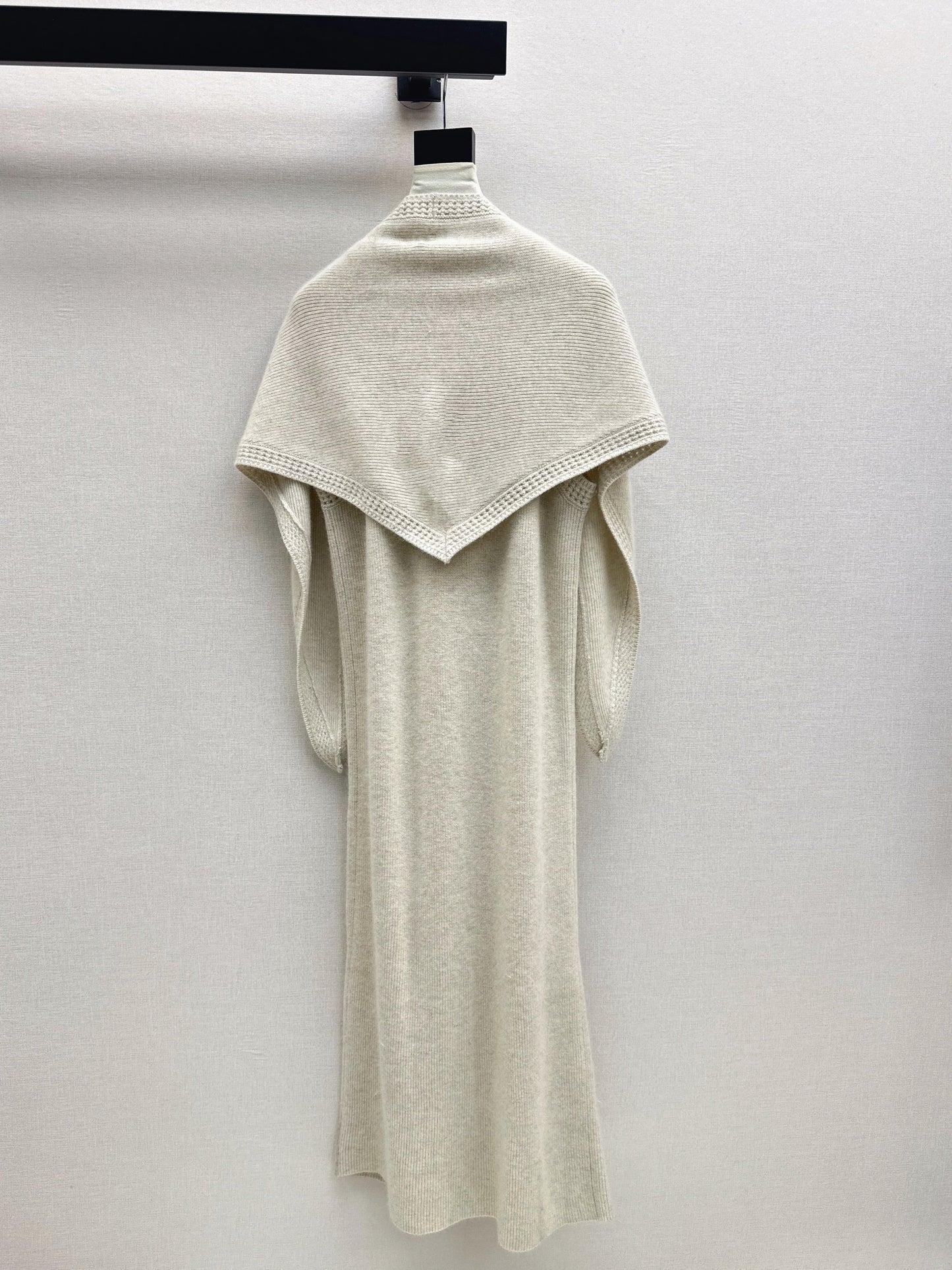 25fw new round neck wool dress with matching shawl