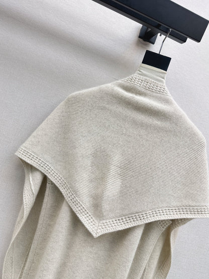 25fw new round neck wool dress with matching shawl