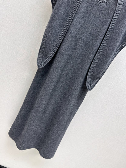 25fw new round neck wool dress with matching shawl