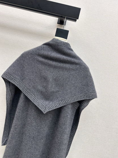 25fw new round neck wool dress with matching shawl