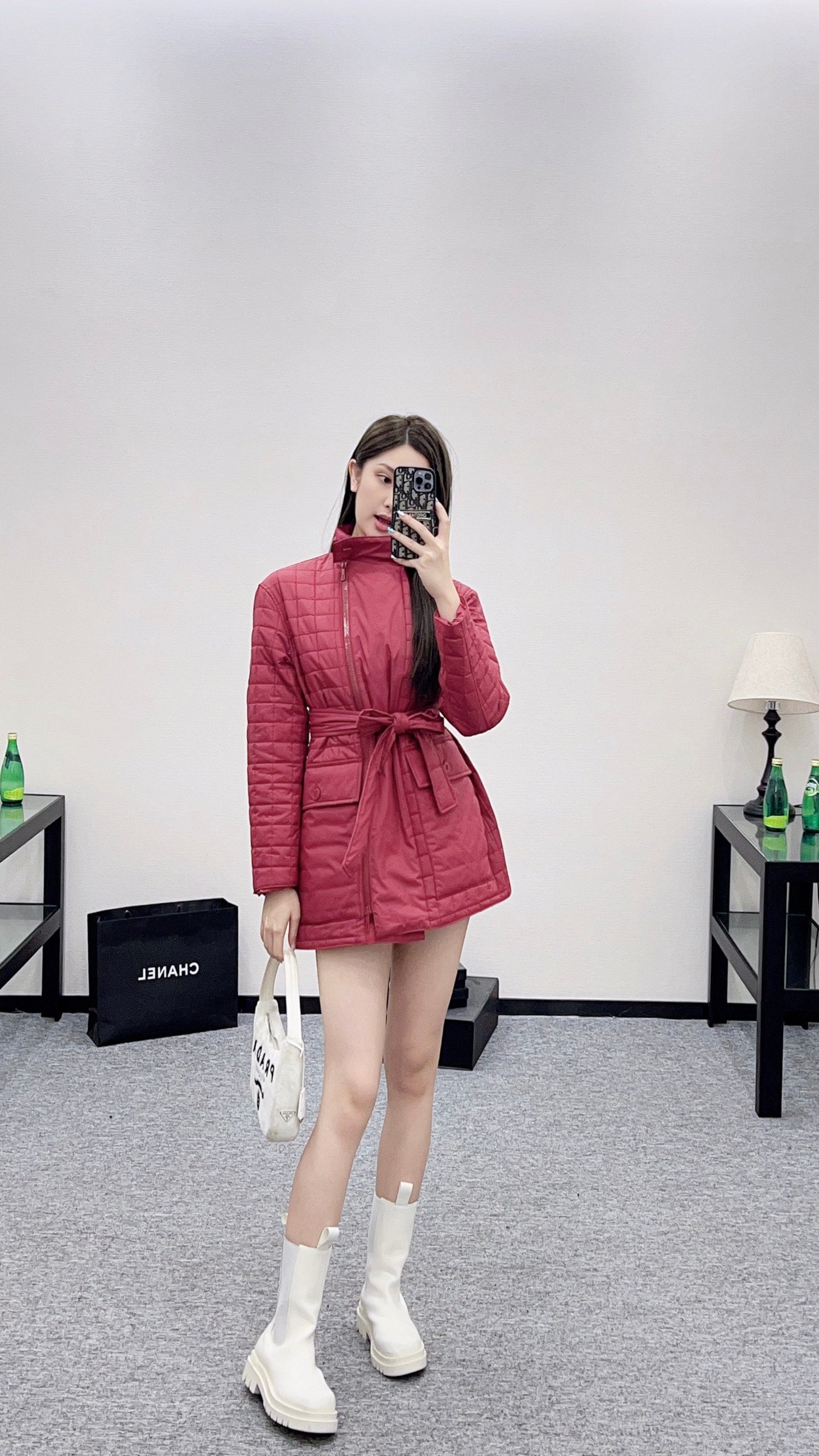 25 Stand up collar zipper medium length nylon cotton jacket