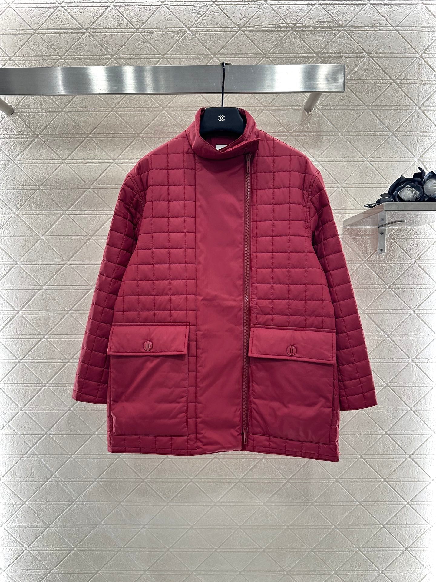 25 Stand up collar zipper medium length nylon cotton jacket