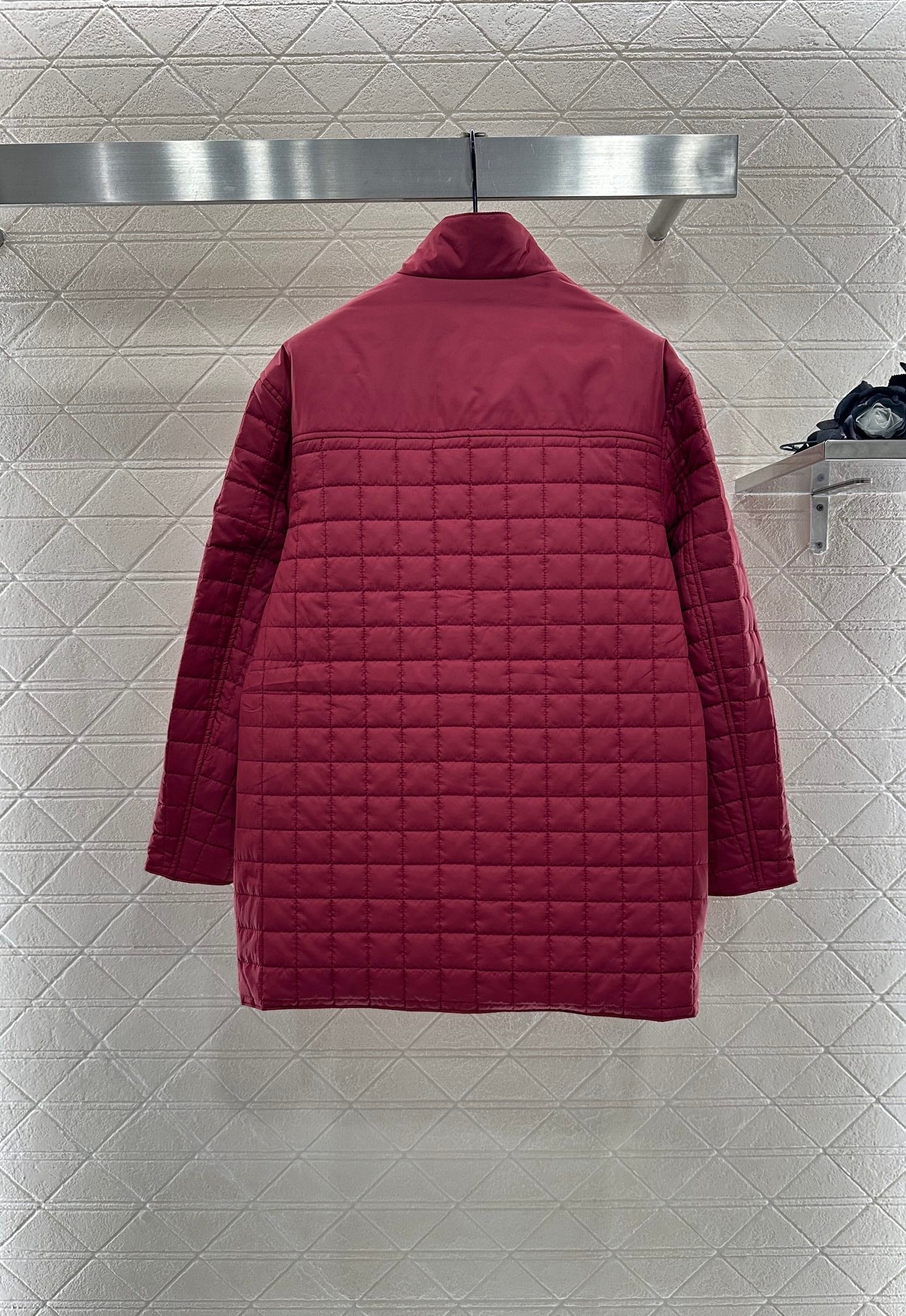 25 Stand up collar zipper medium length nylon cotton jacket