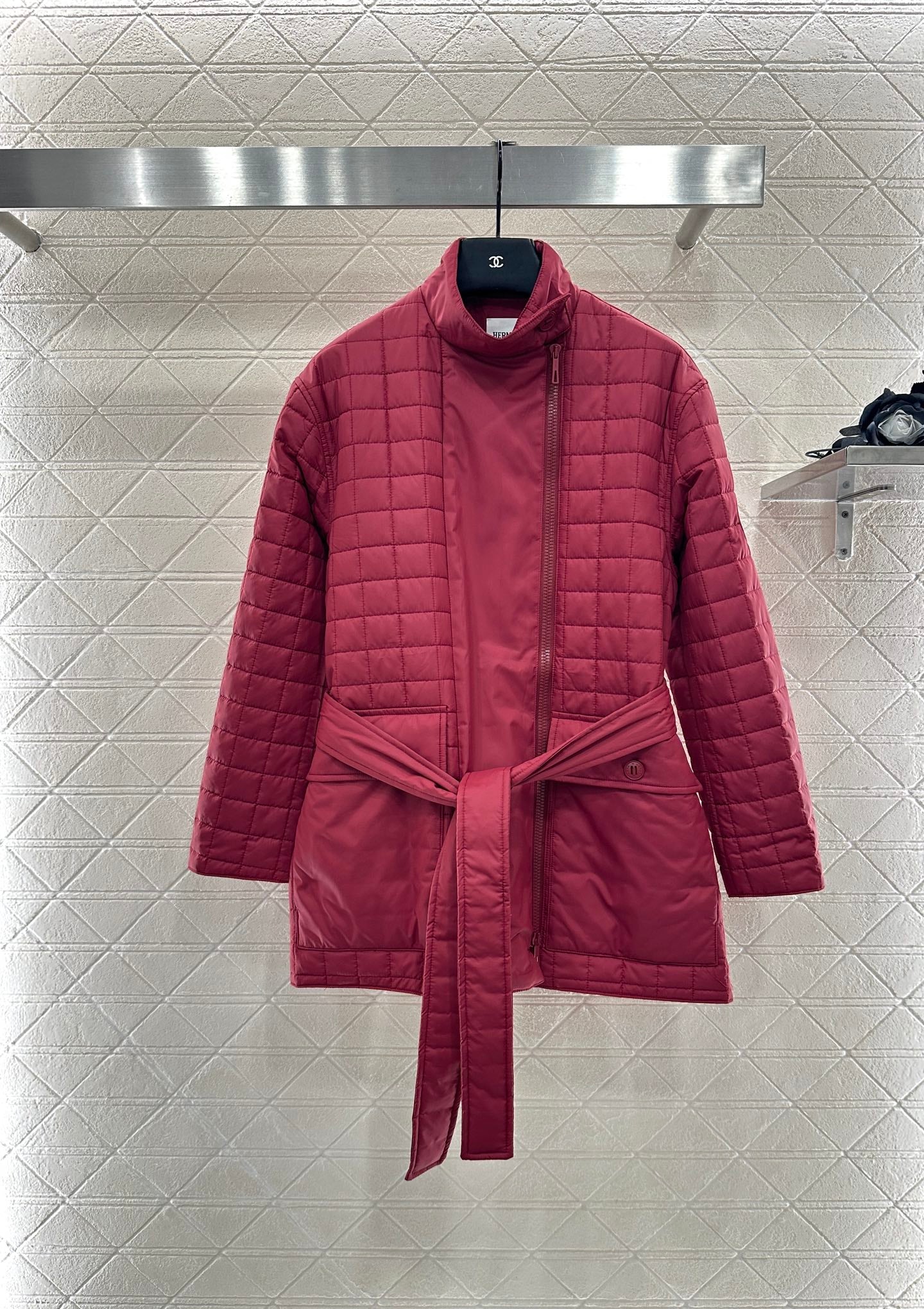 25 Stand up collar zipper medium length nylon cotton jacket