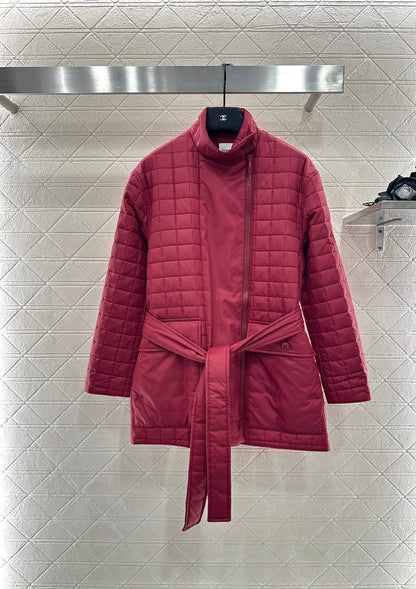 25 Stand up collar zipper medium length nylon cotton jacket