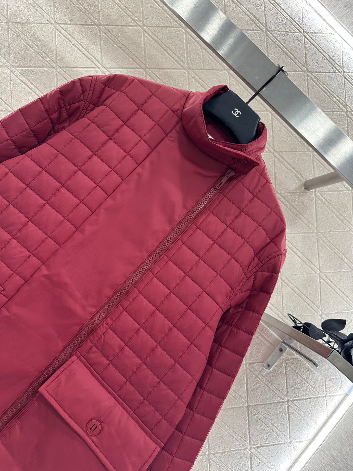 25 Stand up collar zipper medium length nylon cotton jacket