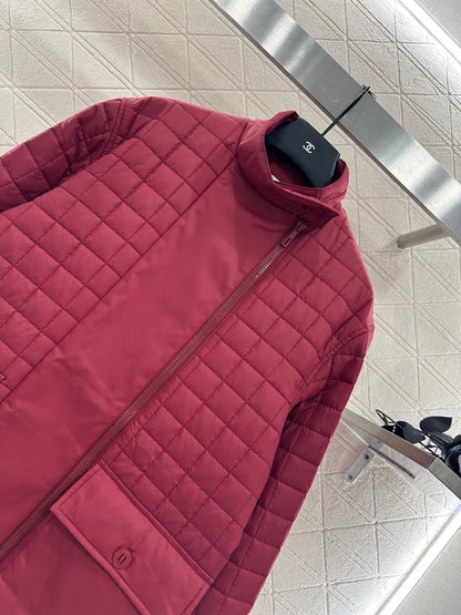 25 Stand up collar zipper medium length nylon cotton jacket