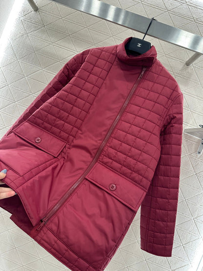 25 Stand up collar zipper medium length nylon cotton jacket